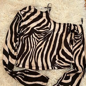 Zebra Print Bershka one shoulder top
